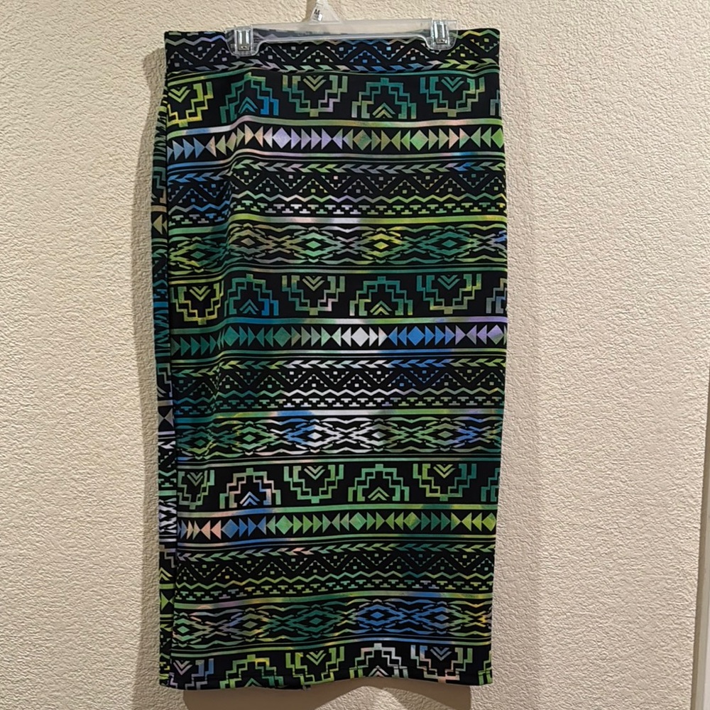 See You Monday Green and Blue Midi Pencil Skirt